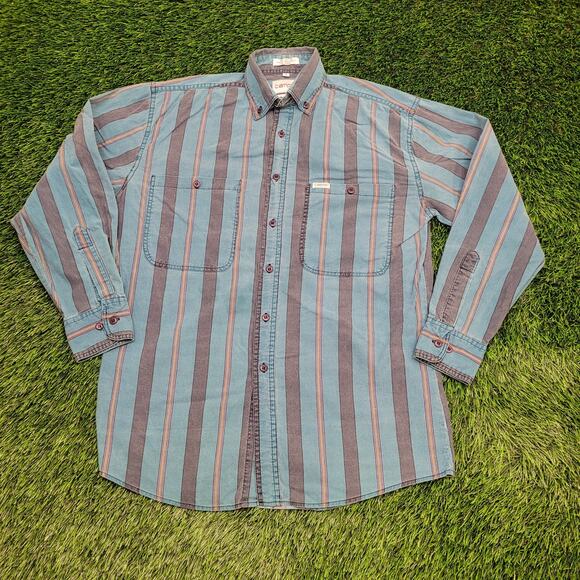 Campus Striped Button Shirt Small 20x28 Disco Hippie Baggy - Picture 1 of 12